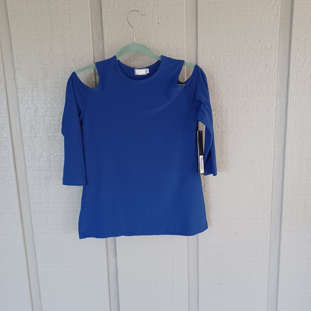 Sympli Glipse T Relax Top Size 6 Women Stretch Cutout Pullover In Aruba